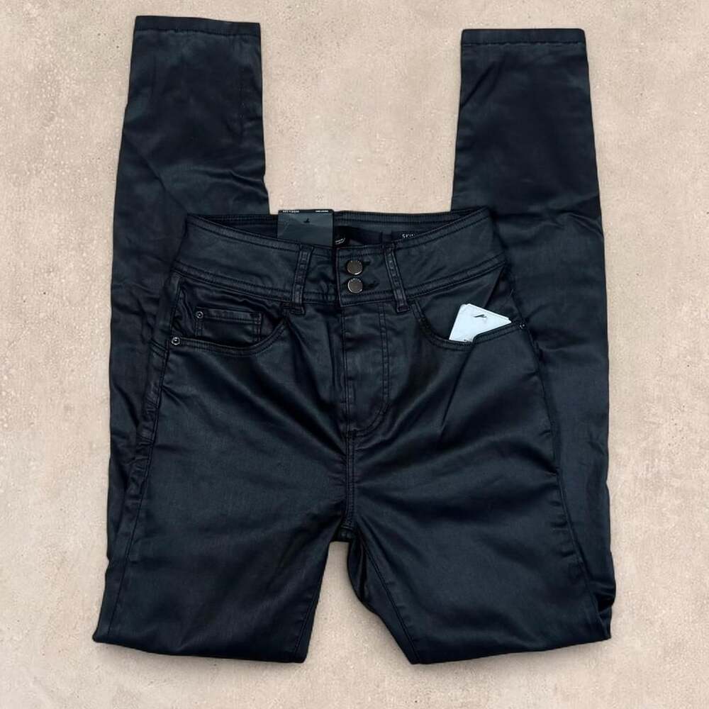Guess Shape Up High Rise Skinny Jeans 24x29 Black Coated Denim NWT
